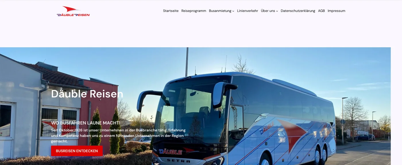 Startseite der Website von Däuble Reisen