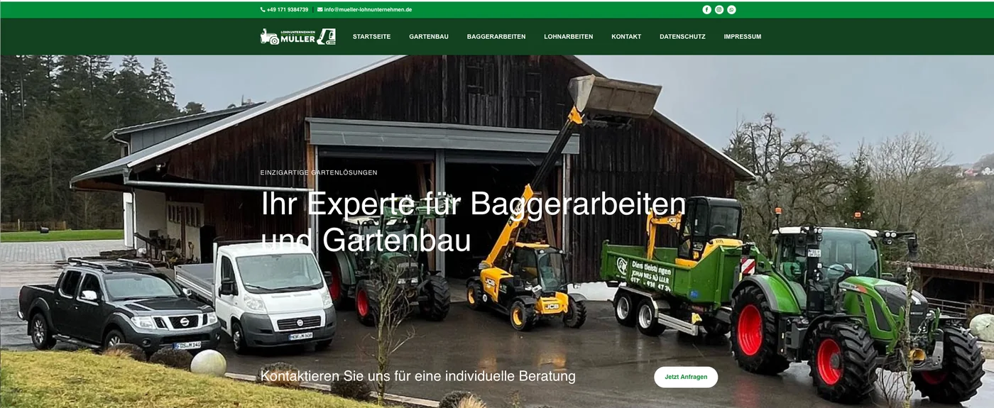 Startseite der Website von Müller Lohnunternehmen